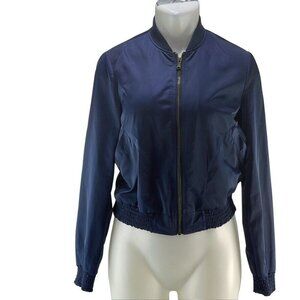Navy Blue Silence & Noise Lightweight Bomber Jacket Polyester Zip Up
